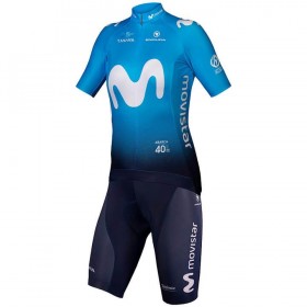 Set Fietsshirt + Korte Koersbroek 2020 Movistar Team Dames N001